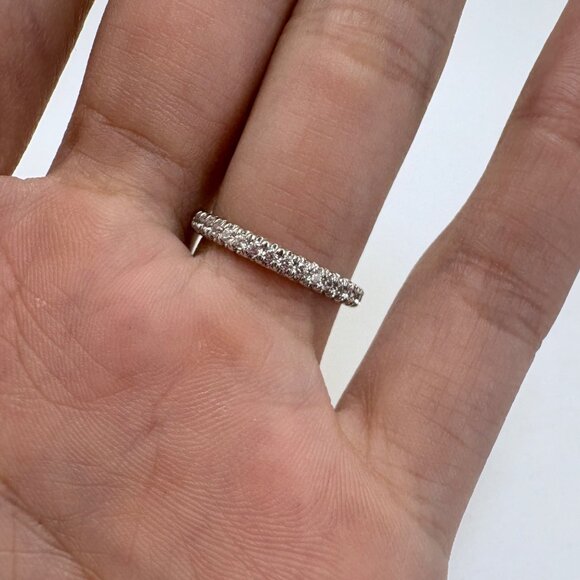 VTG Solid Sterling Silver 925 Cubic Zirconia Band Statement Ring Size 6.5 - Picture 5 of 8